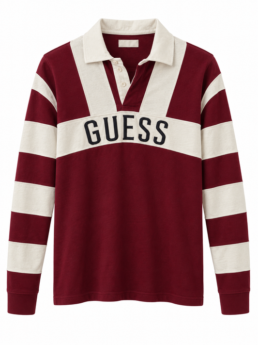 Sudadera Guess Blanco Y Bordo