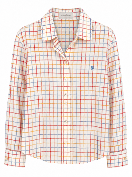 Camisa Carolina Herrera T.16 Blanca Cuadros