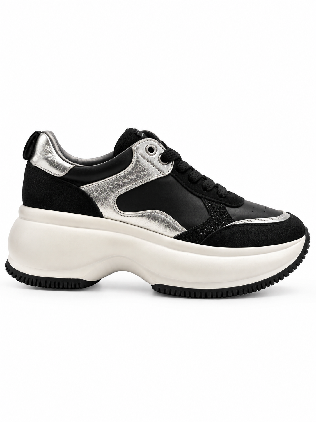 Zapatilla Hogan Negras Y Plateadas